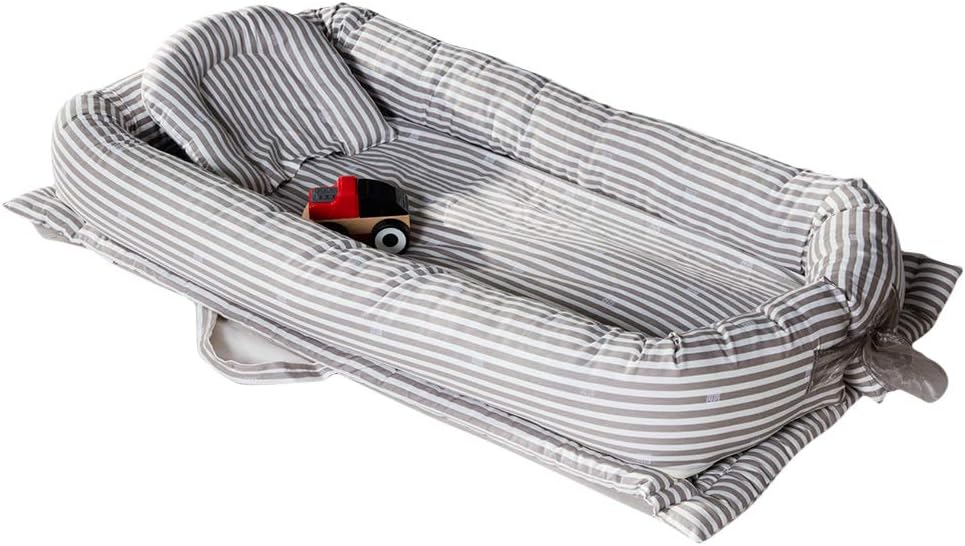 Mories Baby Bassinet for Bed, Newborn Portable Crib for Bedroom/Travel, Super Soft and Breathable Newborn Infant Bassinet (Gray)