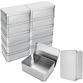 CYEAH 12 Pack Metal Tin Box Lids, Rectangular Empty Tin Box Containers, Portable Storage Metal Tin Container for Treats, Gifts, Small Items, Favors and Crafts, 5x3.5x2 Inch