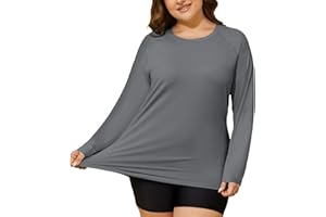 COOTRY Women's Plus Size Sun Shirts UPF 50+ UV Protection Long Sleeve Rash Guard Quick Dry Workout Hiking Fishing Swim Shirt