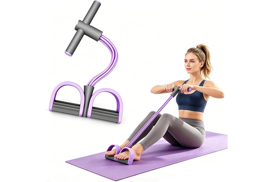 Vercxlyra Pedal Resistance Band with Handle,4/6/8 Resistance Levels Elastic Pull Rope, Portable Fitness Bands for Leg Butt Training, Home Gym, Yoga, Pilates
