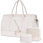 ETRONIK Weekender Overnight Bags for Women, Large Travel Duffle Bags with Shoe Compartment & Wet Pocket, Carry On Tote Bag Gym Duffel Bag with Toiletry Bags for Hospital 3 Pcs Set, Large Size