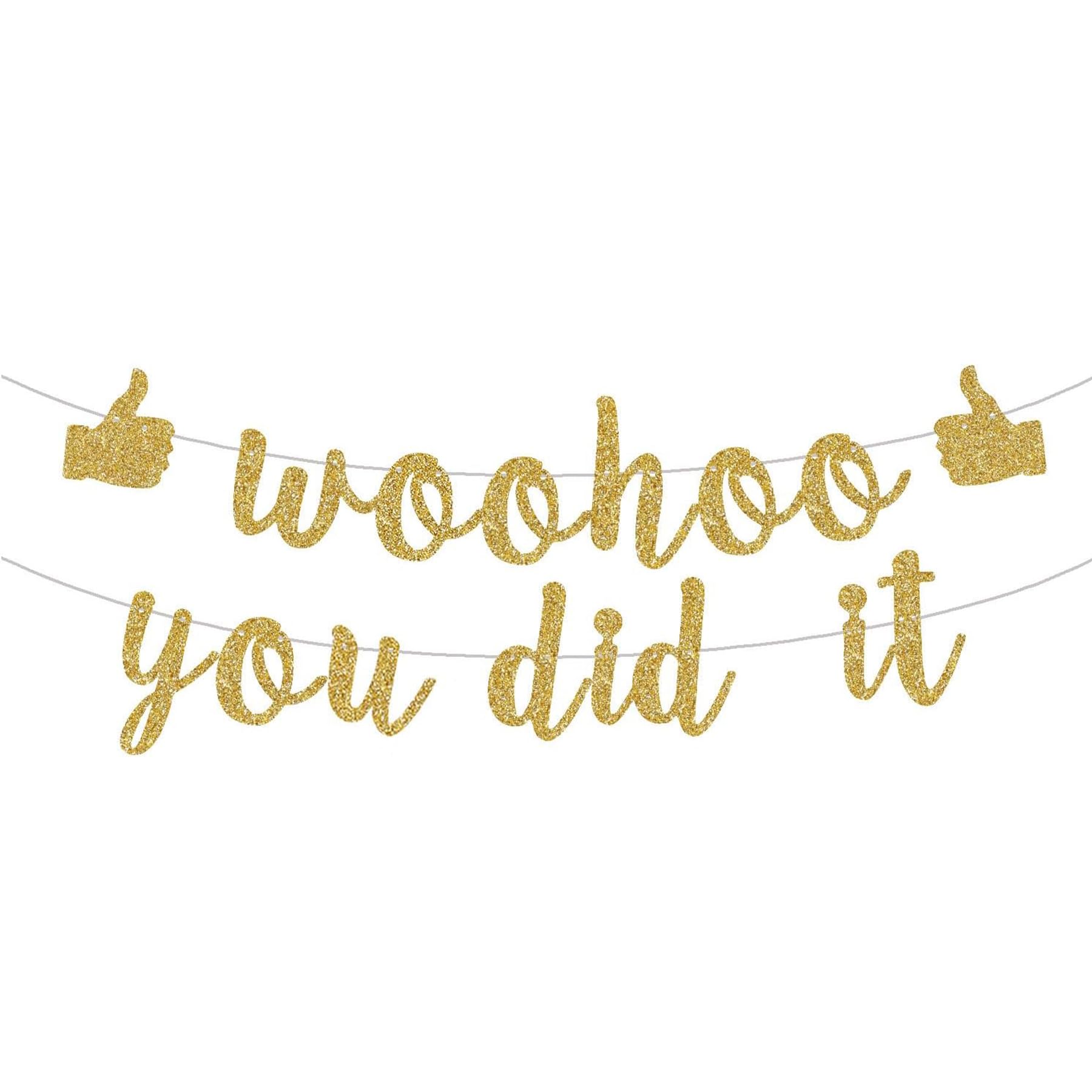 Umimiss Woohoo You Did It Graduation Party Decorations - Gold Glitter Congratulations & Well Done Banners, Retirement & Exam Results Day Decorations