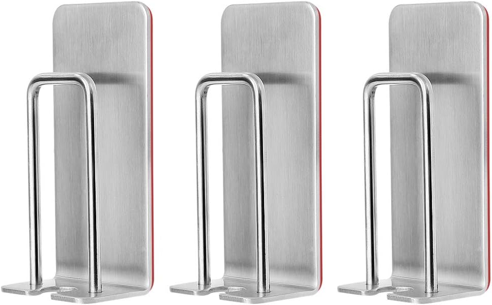 WYCTIN Wall Mounted Toothbrush Cup Hooks, Multifunctional Toothbrush Mug Hanging Holder, Self-Adhesive Stainless Steel Stand for Bathroom Kitchen (3 Pack)