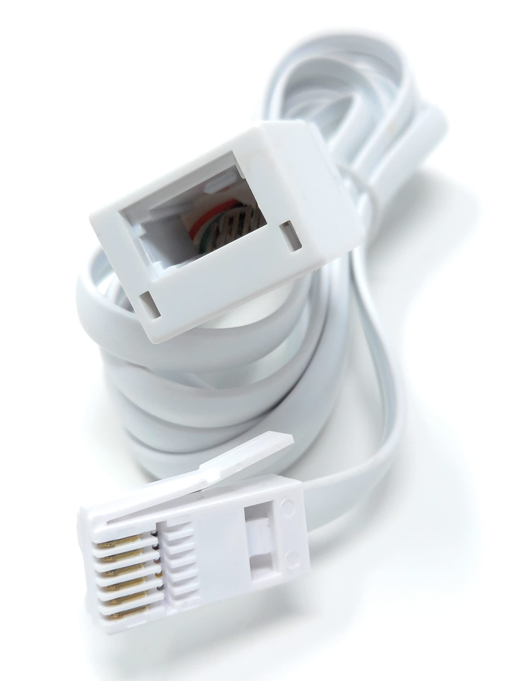 DRUT 2m BT Telephone Extension Cable Lead Wire, 6-pin Core (631a) BT Male to BT Female, Jack to Socket, Flat Cable for Home Office Phone