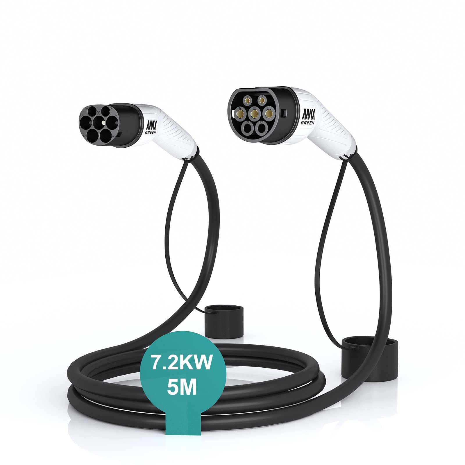 MAX GREEN EV/Electric Vehicle Car & Plug-in Hybrid Charging Cable Type 2 to Type 2, Mode 3 | 32Amp | Max Output Power 7.2KW | Single Phase | 5 Meters |
