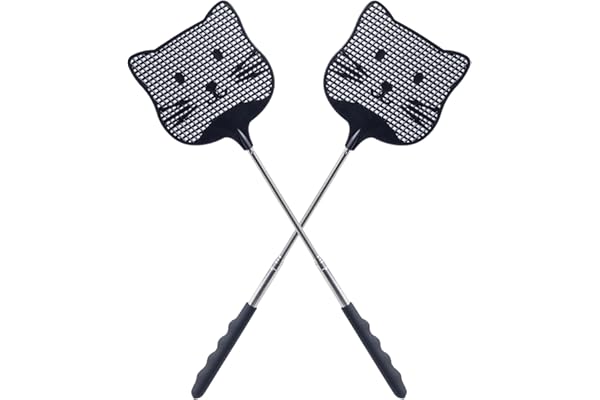 Staruby 2 Pack Extendable Fly Swatter, 25 inch Long Handle Flyswatters, Plastic Heavy Duty Fly Swatters Manual for Indoors Pa