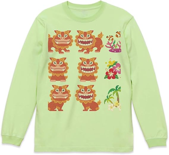 Amazon Igsticker ロング Tシャツ ロンt 長袖 カットソー メンズ レディス プリント おしゃれ クルーネック Xsサイズ ミルキーライム 男女兼用 T Shirt シーサー 沖縄 ハイビスカス Tシャツ カットソー 通販