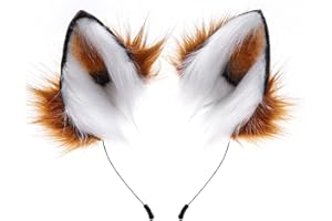 HAOAN Handmade Cat Fox Fur Ears Hairhoop Headwear Anime Party Halloween Costume Headband Hairband