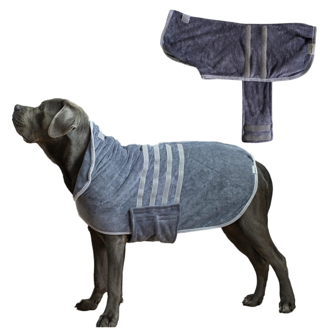Sniffls Premium Dog Bathrobe - Dog Bathrobe Large Dogs (Size XXL) - Fluffy and Machine Washable at 40°C - for Winter and Summer
