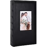 Photo Album 4x6 for 300 Photos Pictures PU Leather Cover Black Inner Page for Wedding Albums Family Photo Book Baby Anniversary Pocket Vacation Birthday Christmas Photo Albums Gift (Black)