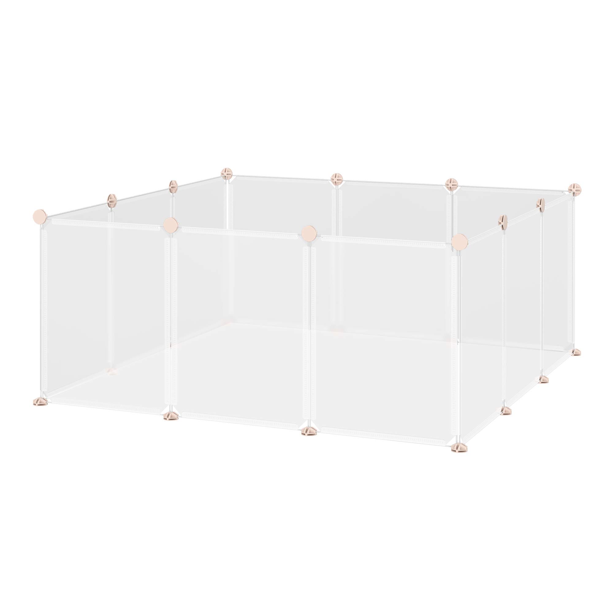 PawHut Pet Playpen DIY Small Animal Cage Open Enclosure Portable Plastic Fence 12 Panels for Kitten Bunny Chinchilla Guinea Pig White