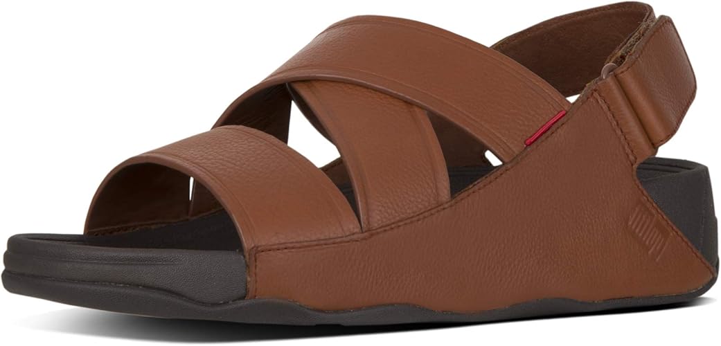 Amazon.com | FitFlop Mens Chi Slingback Leather Sandal Shoes, Dark Tan, US 12.5 | Sandals