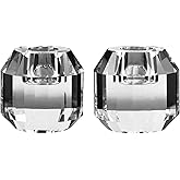 kitCom Crystal Candle Holders Set of 2, 2.36" Crystal Candlestick Holders, Crystal Taper Candle Holders for Table Wedding Housewarming Gifts Deco