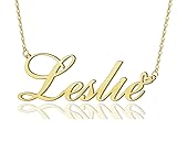 AOLO Leslie Heart Name Necklace 18k Gold Plated