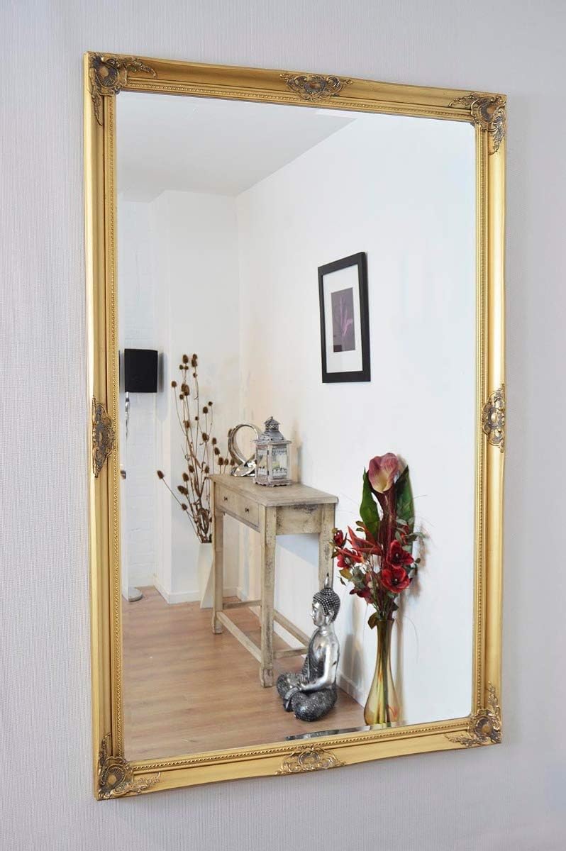 MirrorOutlet X Large Gold Antique Bevelled Dressing Wall Mirror 5Ft6 X 3Ft6 (168cm X 107cm), 182.9L x 91.4W cm - Image 3