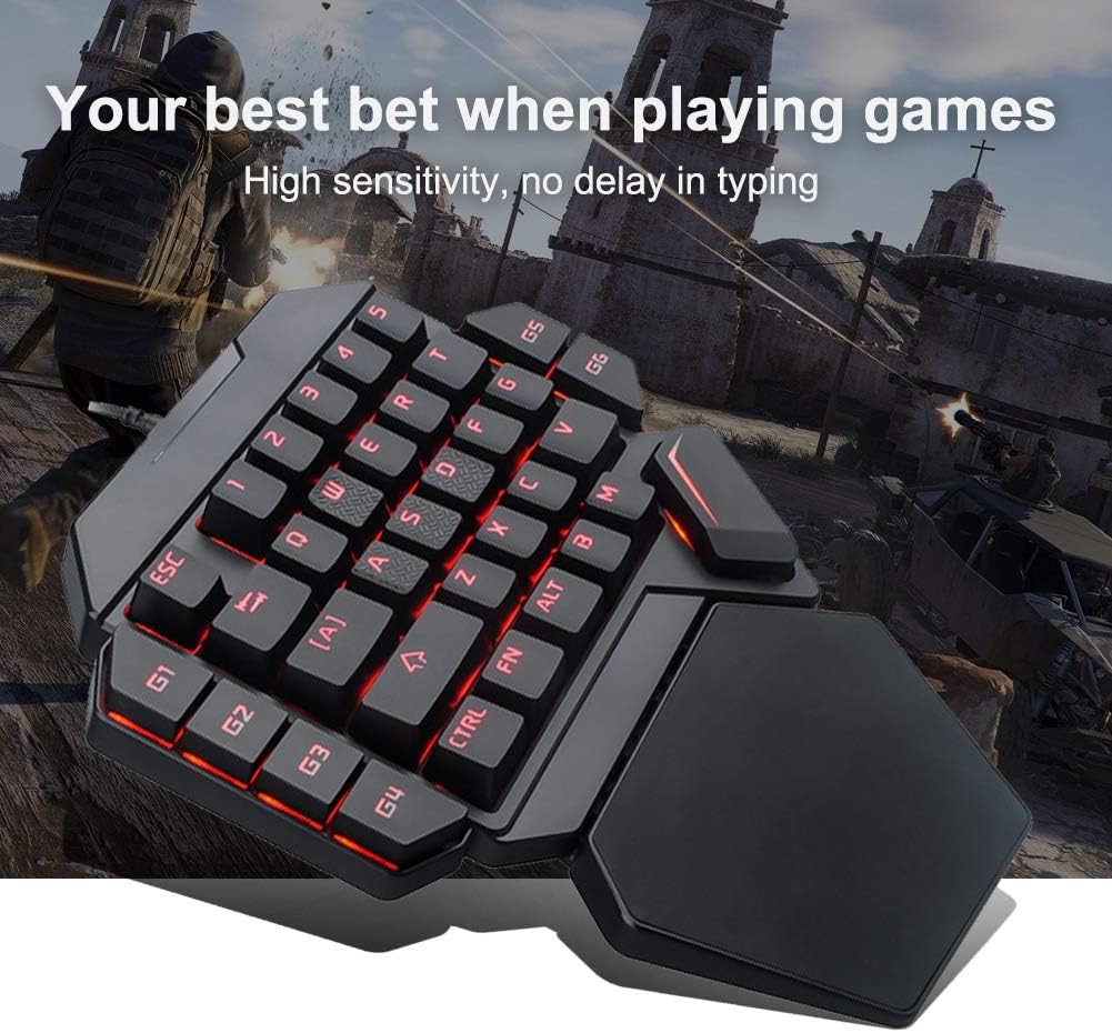 Sutinna RGB One-handed Mechanical Keyboard, Ergonomic Backlight Mechanical Single Hand Gaming Keyboard with Macro Definition Function - Image 3