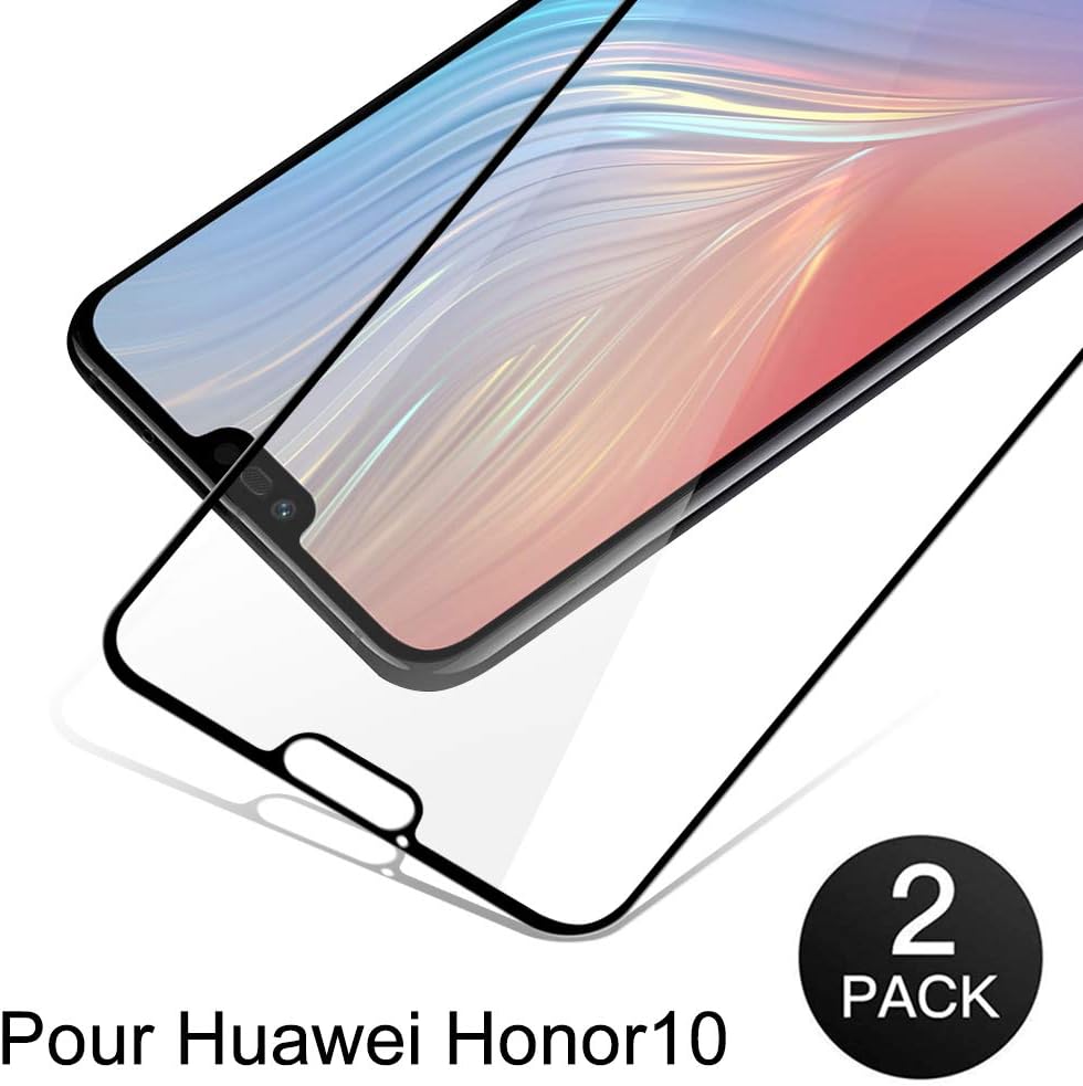 Vkaiy Screen Protector Compatible for Huawei Honor 10 [2 Pack] Tempered Glass [9H hardness] [2.5D full screen] Anti-Scratch, Bubble Free, HD Clear, Easy Installation Protective Film for Honor 10