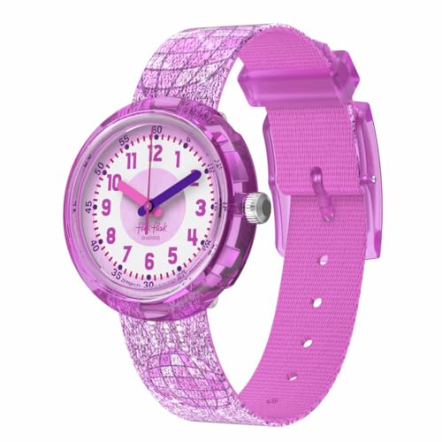 Flik Flak Girl Kids Watch Casual Pink Bio-sourced Quartz Waterproof Disco TIME