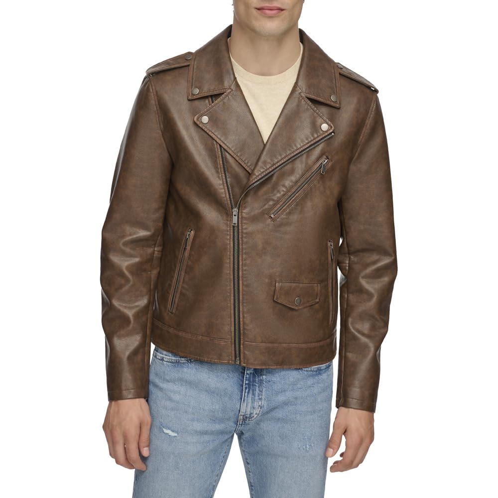 Levi's Men's Faux Leather Motorcycle Jacket, Saddle, X-Large Image