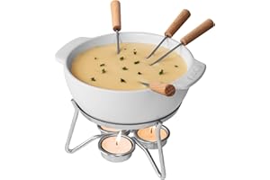Boska Cheese Fondue Party Set - Fondue Pot Set Microwave Safe Ceramic Hot Pot Chocolate Fountain Snack - Wedding Registry Items Small Kitchen Appliances for up to 4 Persons
