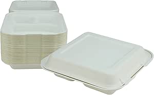 Bagasse Clamshell 3 compartimiento para llevar caja - caja de ...
