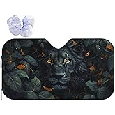 Black Lion Gold Eyes Tropical 1 Windshield Sun Shade, Front Window Sunshade Cover Sun Visor Shield Foldable Uv Ray Reflector for Car SUV Truck