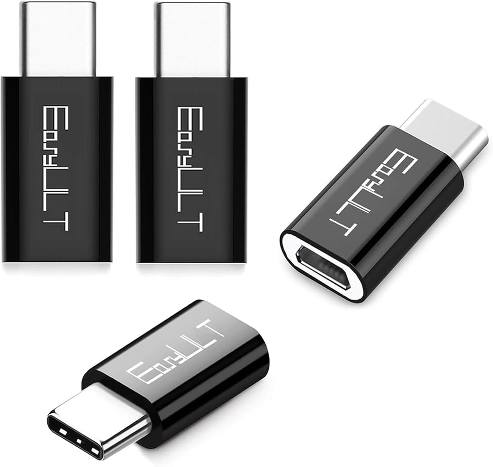 EasyULT 4 Pack Micro USB to USB-C Adapter (Male USB-C to Micro USB Female) Black