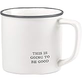 Santa Barbara Design Studio Black and White Coffee Cups Face-to-Face Designs Stoneware Mug, 16-Ounce, Going Good