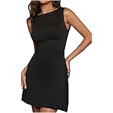 SweatyRocks Women's Sleeveless Boat Neck Mini Dress Slim Fit Party Club Tank Dresses