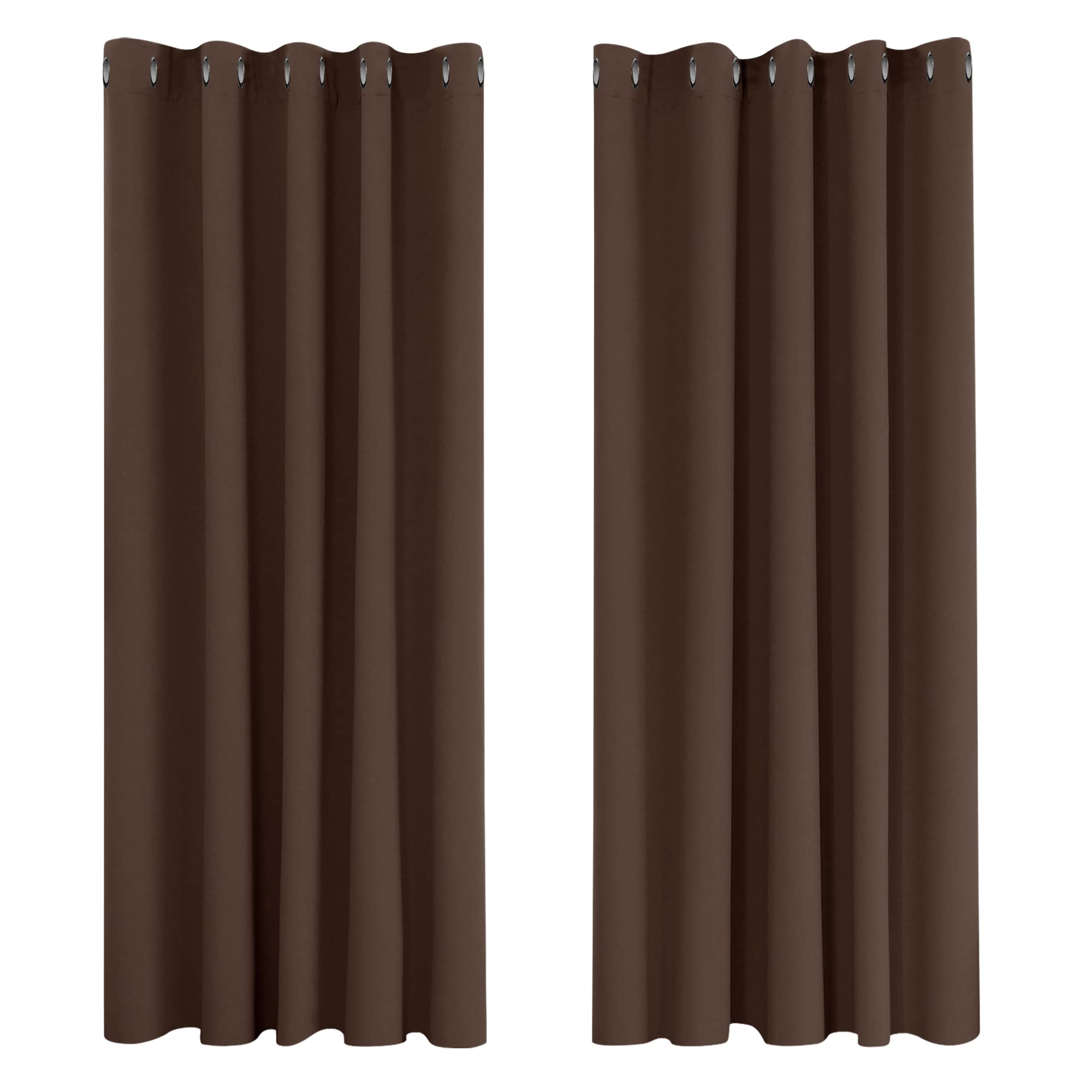 Deconovo Super Soft Blackout Curtains Mocha Super Soft Thermal Insulated Eyelet Curtains 66 x 72 Inch Drop Dark Mocha 2 Panels