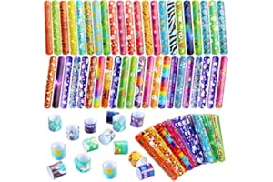 JOYIN 48 Pcs Slap Bracelets for Kids, Bulk Wristbands with Animals, Friendship, Heart, Galaxy, Party Favors, Classroom Prizes