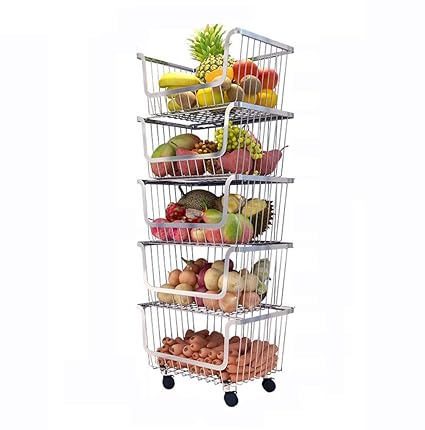 Yjjl Stainless Fruit Etagere Fruit Rack Floor Multilayer