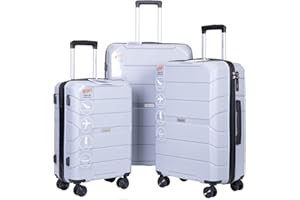 Tripcomp Luggage Sets Hardshell Travel Durable Suitcase Sets with Spinner Wheels TSA Lock, Carry-on,Luggage 3piece Set (20inch/24inch/28inch) (Silver)