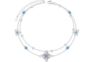 HOOHWE Anklet for Women 925 Sterling Silver Cross Layered Anklet for Women Girls Adjustable Dainty Beach Foot Chain Plus 9 10 Inch Charm Anklet Jewelry Birthday Gifts