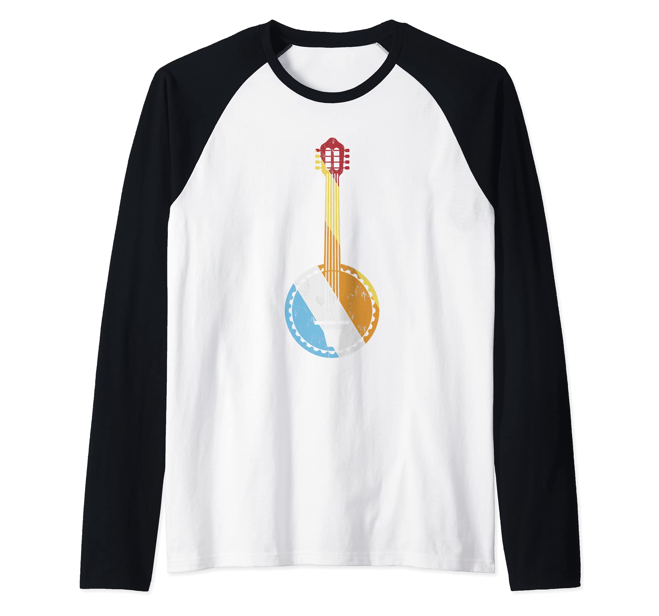 Vintage Banjo Music Lover Banjo Guitar Raglan Baseball Tee