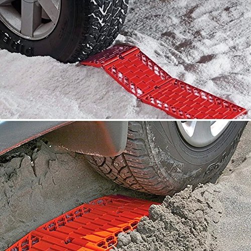 WawaAuto All-Weather Foldable Auto Traction Mat Tire Grip Aid, Car Escape Mat, Non-Slip Mat, Ideal to Unstuck Your Car from Snow, Ice, Mud, and Sand (2-Pack)