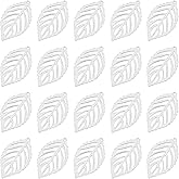 UNICRAFTALE 50pcs 0.8mm Hole 304 Stainless Steel Leaf Pattern Pendant Foliage Hollow Charms Drop Dangle Earrings Metal Plant Charm for DIY Bracelet Necklace Jewelry Making