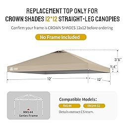 CROWN SHADES 12x12 Canopy Replacement Top - Only