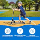TENBOOM Kids Scooter Ages 6-12 Adjustable Handlebar Light Up Black view 3