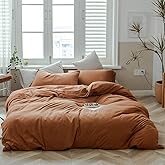 AMWAN Jersey Knit Cotton Duvet Cover Set Solid Pumpkin Color, Luxury Soft Comforter Cover Queen Size 3 Piece Bedding Set 1 Duvet Cover 2 Pillowcases Set