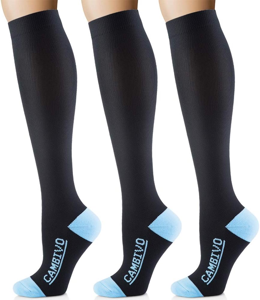 Cambivo 3 Pairs Compression Socks for Women and Men(2030 mmHg), fit for Swelling, Nurses