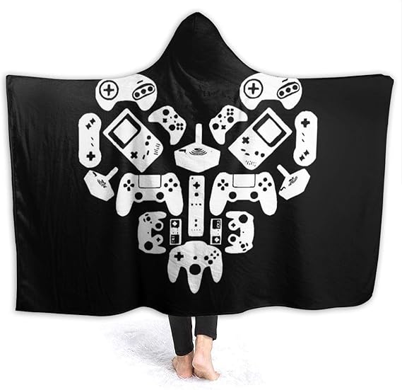 52 x 60 Inch Hooded Blanket, Gamer Heart Hooded Blanket for Women and Men,Oversized Blanket