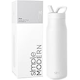 Simple Modern Water Bottle with Straw lid | Insulated Stainless Steel Thermos | Reusable Travel Water Bottles for Gym & Sports | Leak Proof & BPA Free | 34oz, Winter White