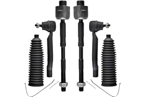 ASTARPRO - Front 6pc Tie Rods Kit for 08-13 Nissan Rogue, 14-15 Rogue Select, 4 Inner &Outer Tie Rods 2 Boots 2008 2009 2010 2011 2012 2013 2014 2015 Replacement
