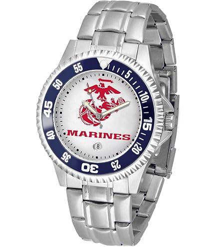 Amazon.com: Military Time Marines Emblem Watch with Large Polished