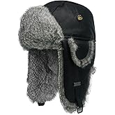 Winter Trapper Hat,100% Rabbit Fur Sheepskin Russian Trooper Aviator Hats Hunting Ski Ushanka Hat with Ear Flaps