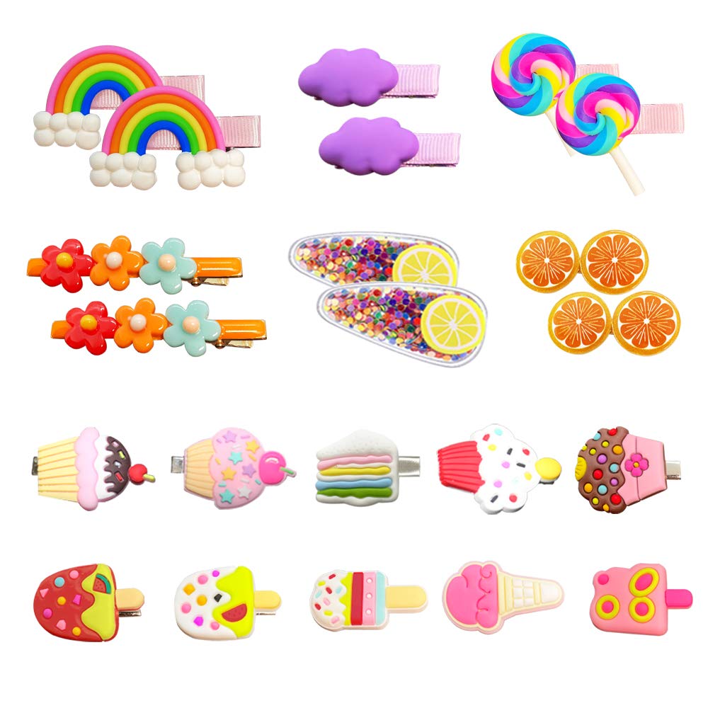 Photo 1 of AMMY Candy Hair Clip for Girls, 22 Pcs Candy Hair Accessories Cute Barrettes Rainbow Cupcake Hair Pins for Little Girl Kids Children