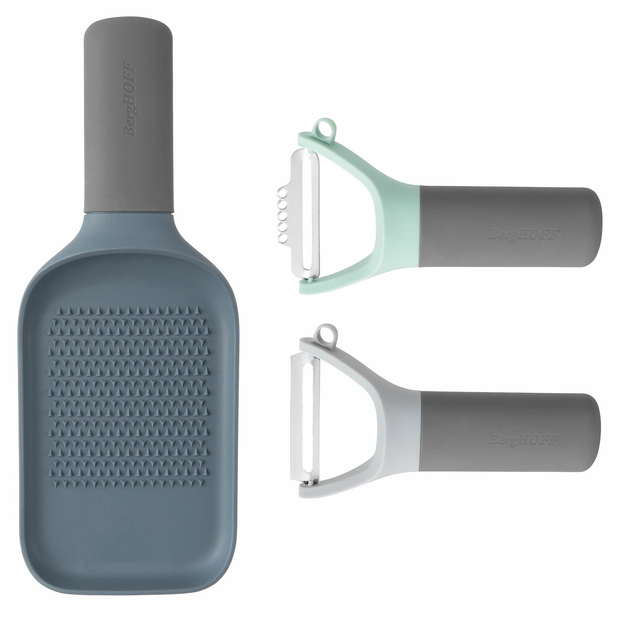 BergHOFF – Leo Peeler and Grater Set with Zester– Grey, Mint & Blue – 3 Piece Set