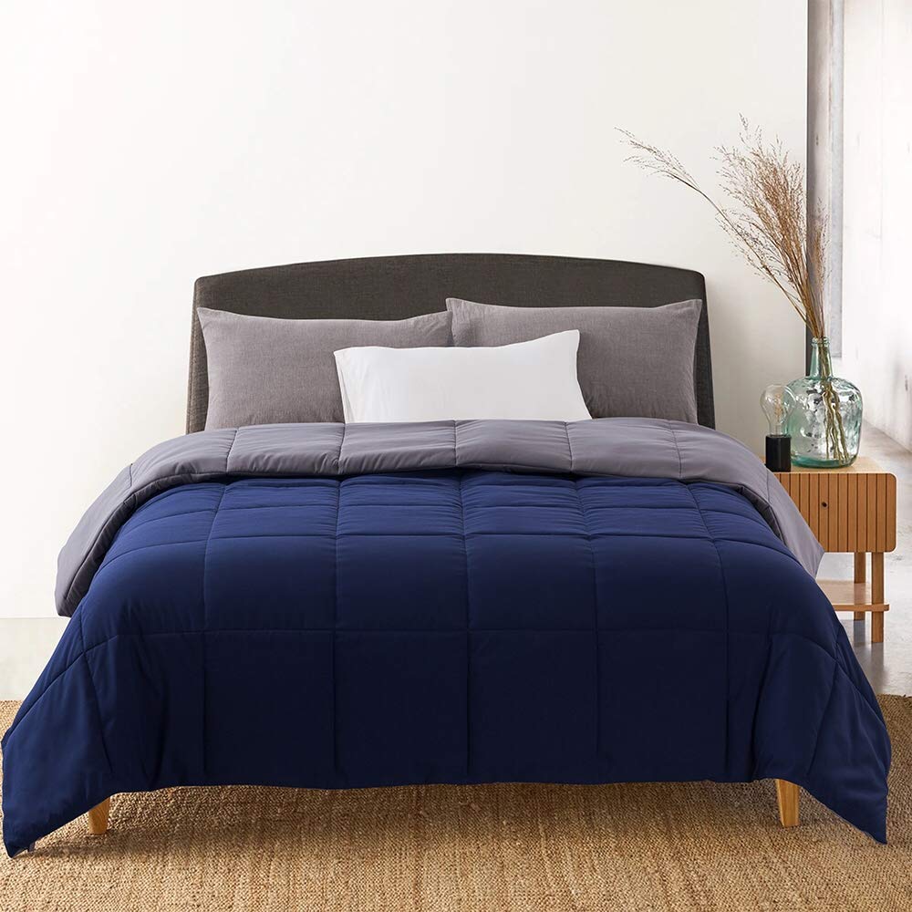 Cosybay Reversible Down Alternative Comforter Blue/Grey - Corner Duvet Tabs- Double Sided & Lighweight -All Season Duvet Insert-Stand Alone Comforter – Queen Size?88×92 Inch?