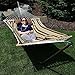 Sunnydaze Rope Hammock with 12-Foot Stand and Hammock Pad - 275-Pound Capacity - Desert Stripe